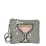 Mary Frances Pink Champagne Beaded Coin Purse Keychain Accessory Mini Bag Charm with Key Ring, Pewter | Amazon (US)
