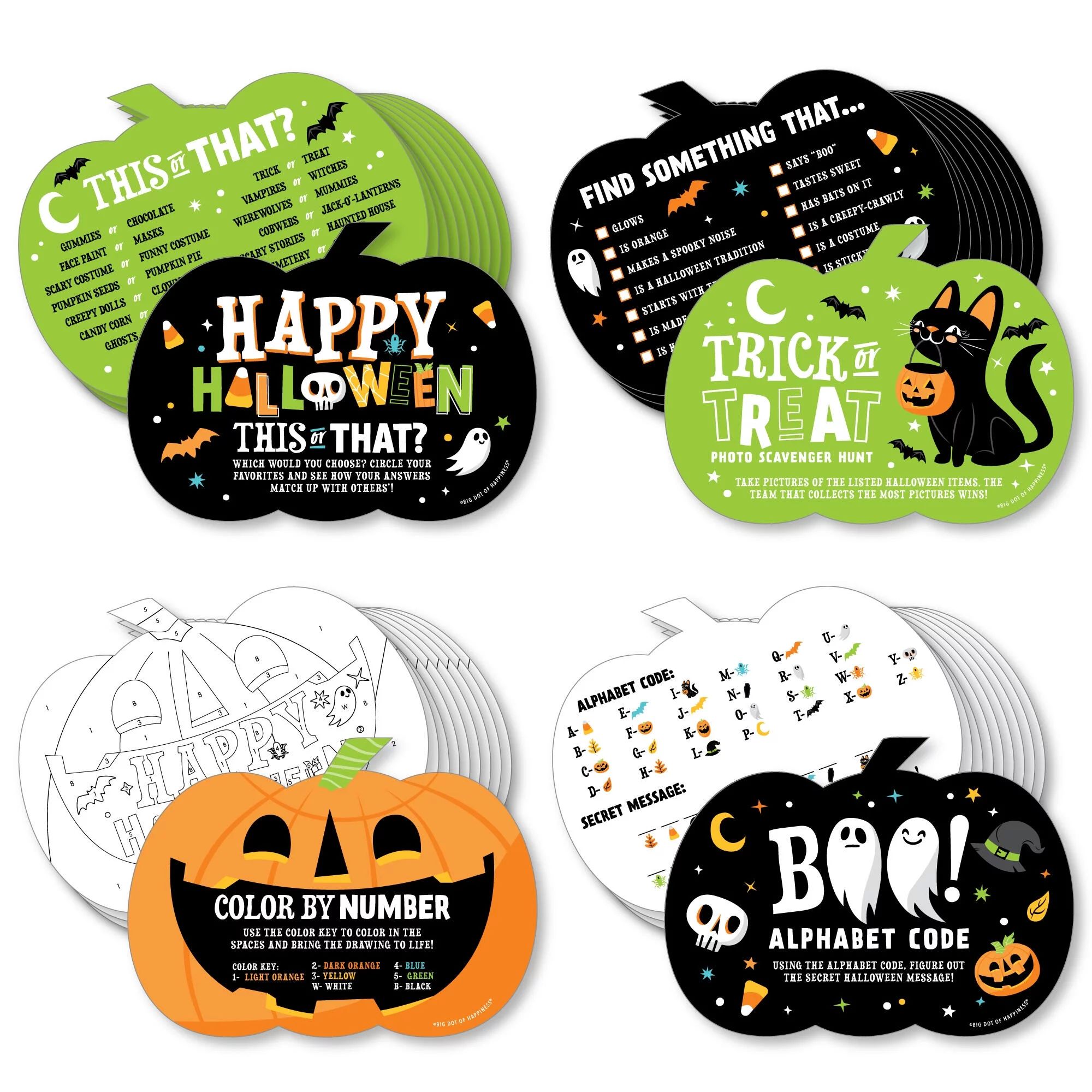 Big Dot of Happiness Jack-O'-Lantern Halloween - 4 Kids Halloween Party Games - 10 Cards Each - G... | Walmart (US)