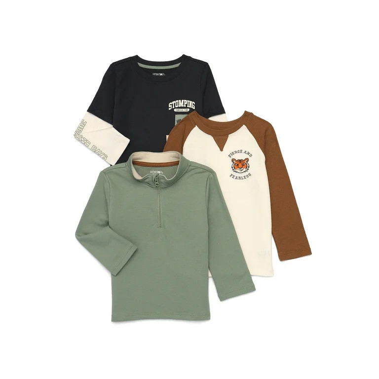 Garanimals Toddler Boys Assorted Long Sleeve Tops, 3-Pack, Sizes 18M-5T | Walmart (US)