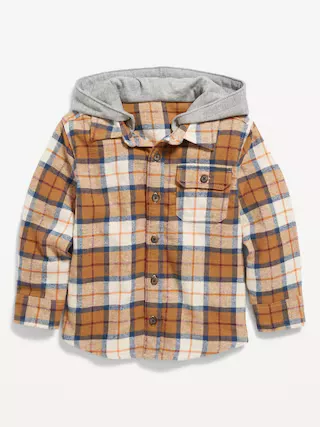 Hooded Soft-Brushed Flannel Shirt for Boys