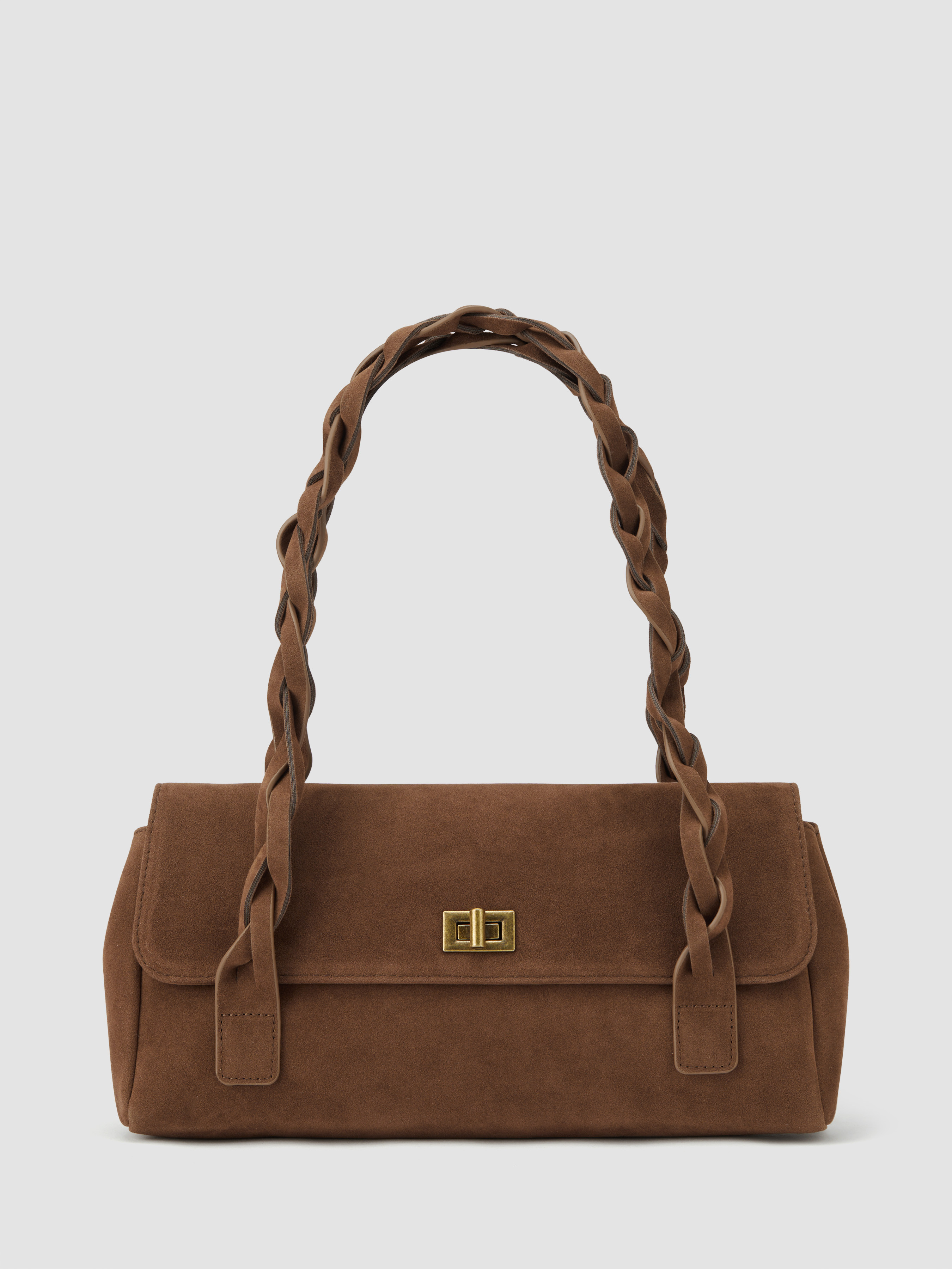 Suede BRAIDED FAUX SUEDE SHOULDER BAG For Daily Casual Coffee Shop Work | Cider