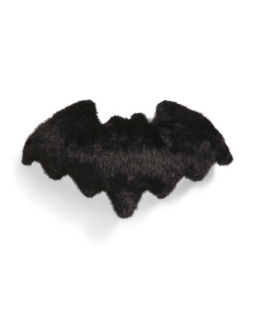 13x22 Faux Fur Shaped Bat Halloween Pillow | TJ Maxx