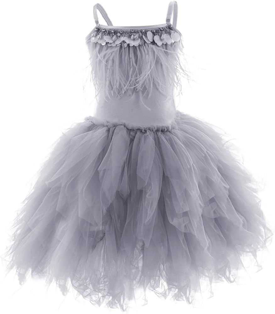 IBTOM CASTLE Kids Swan Princess Dance Costume Feather Ballerina Dress for Baby Girl Pageant Party... | Amazon (US)