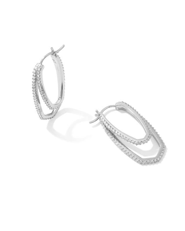 Murphy Silver Hoop Earrings in White Crystal | Kendra Scott | Kendra Scott