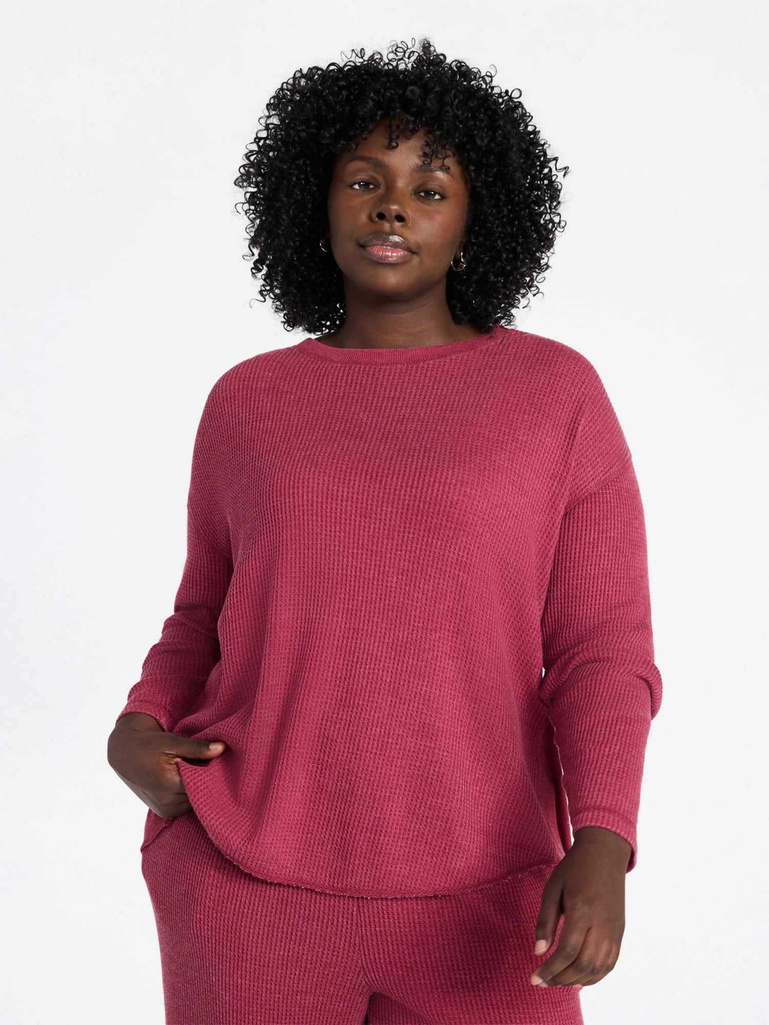 Terra & Sky Women’s Plus Waffle Knit Tunic Top, Sizes 0X-4X | Walmart (US)