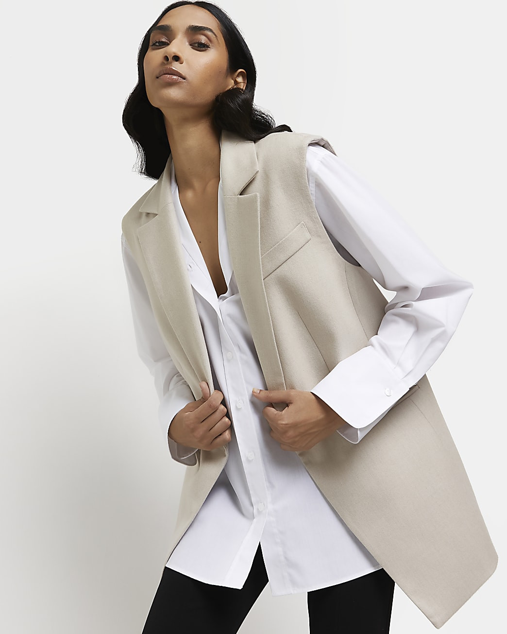 Cream sleeveless blazer | River Island (UK & IE)