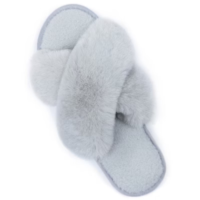RockDove Women's Adeline Cross-Band Faux Fur Slide Slipper | Target