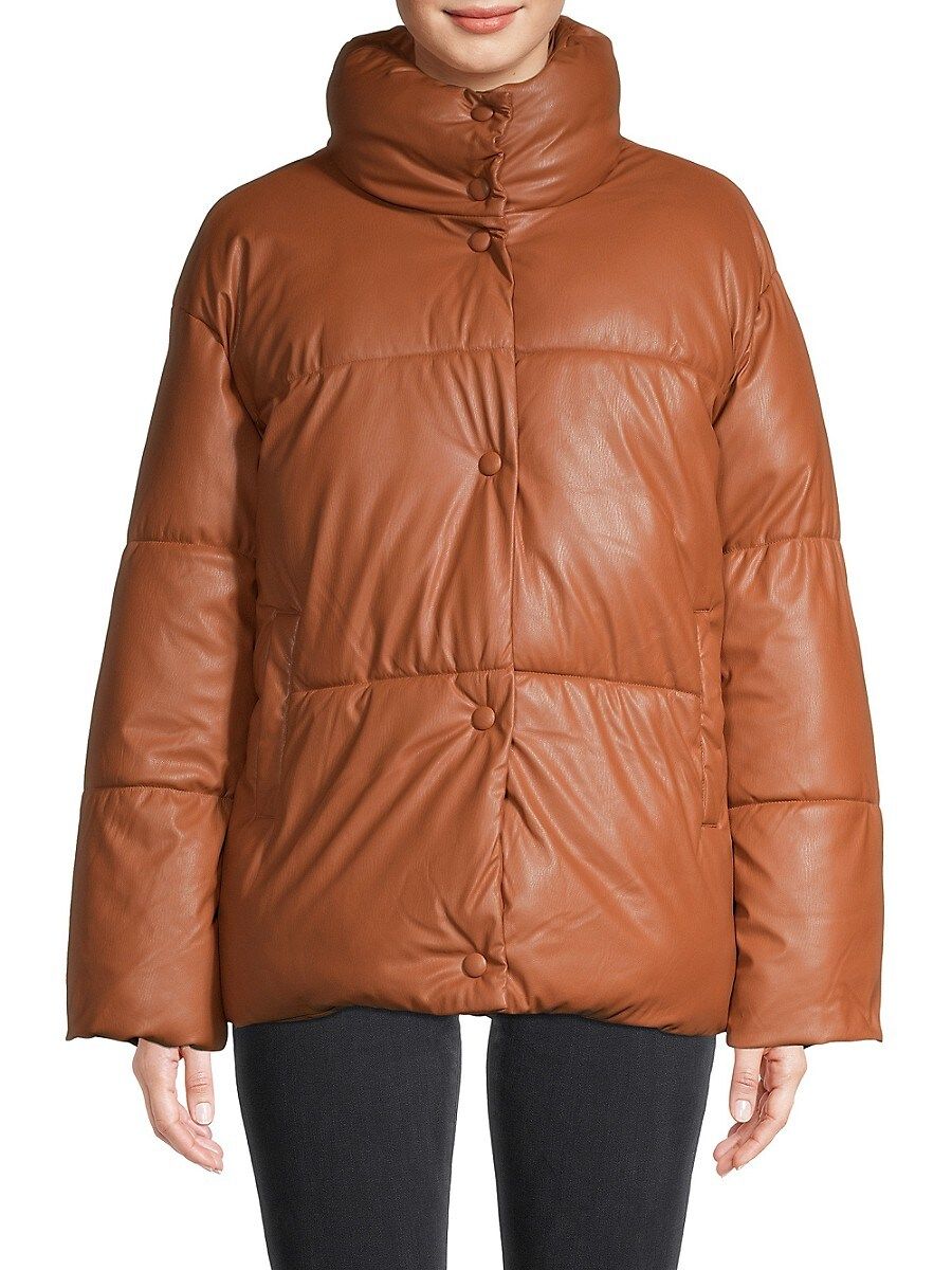nvlt Women's Oversized Faux Leather Puffer Jacket - Brown Luggage - Size S | Saks Fifth Avenue OFF 5TH