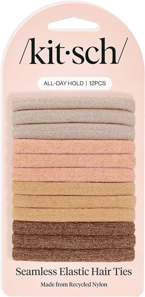 Kitsch Nylon Hair Ties No Damage - Stretchable Hair Bands for Strong All-Day Hold, Ponytail Holde... | Amazon (US)