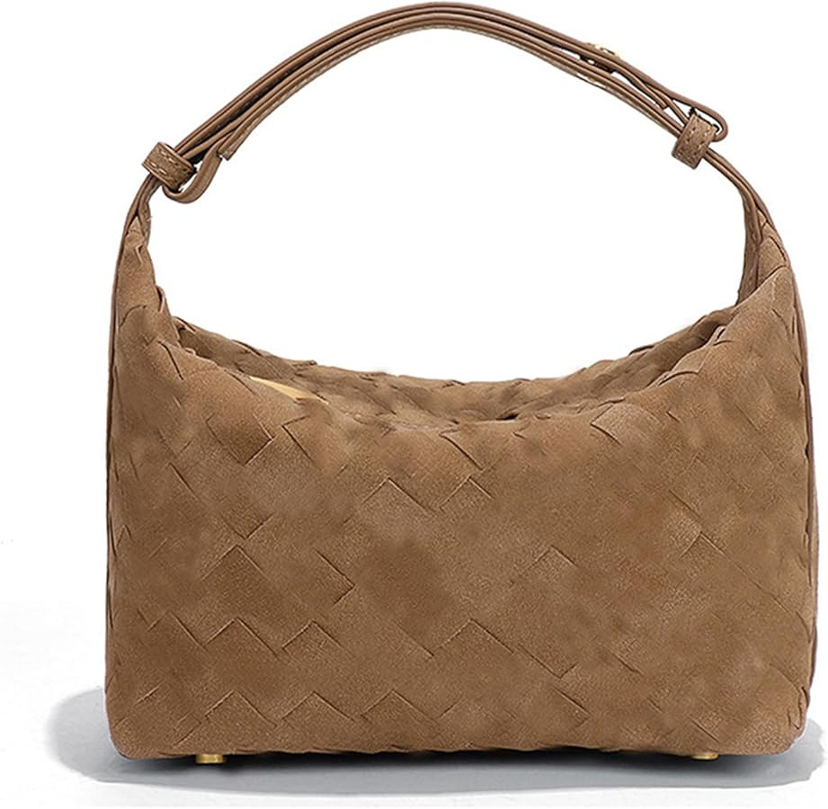 Luxurious Suede Hobo Bag - Women's Woven Leather Shoulder Bag with Spacious Interior | Amazon (US)