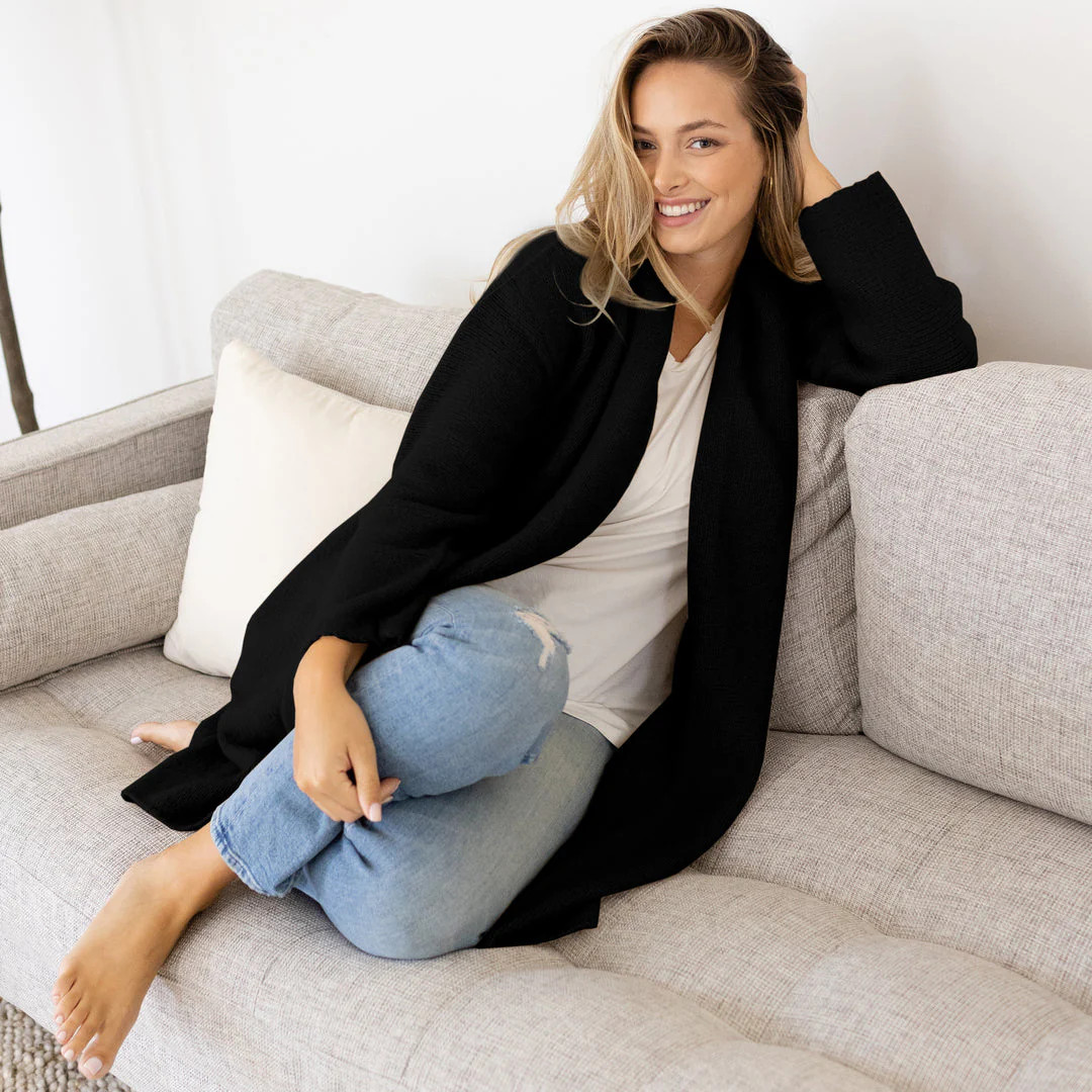 Chloe Chunky Cardigan Sweater | Black | Kindred Bravely