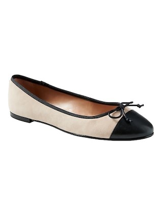 Banana Republic Womens Robin Almond-Toe Ballet Flat Almond Suede & Black Leather Size 10 | Banana Republic US