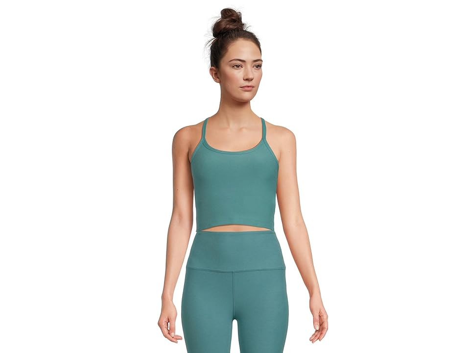 Beyond Yoga Spacedye Slim Racerback Cropped Tank Top Women's Clothing Deep Aqua Heather : LG, Polyester/Spandex | Zappos