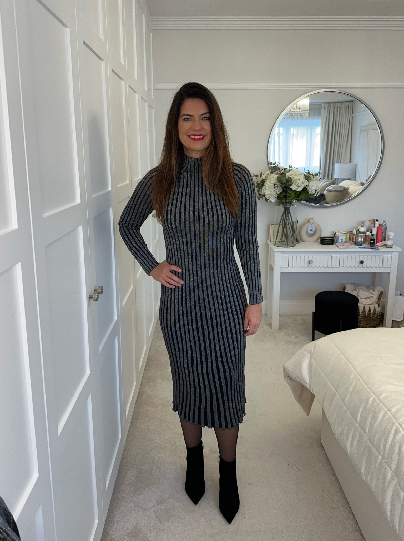 H&m, Daniel footwear, transitional outfit, transitional style, autumn fashion, winter outfit, winter fashion, rib knit dress, metallic dress, silver dress, midi dress, suede boots, heeled boots, ankle boots, party outfit ideas, Christmas party outfit, style inspiration 

#LTKstyletip #LTKeurope #LTKSeasonal