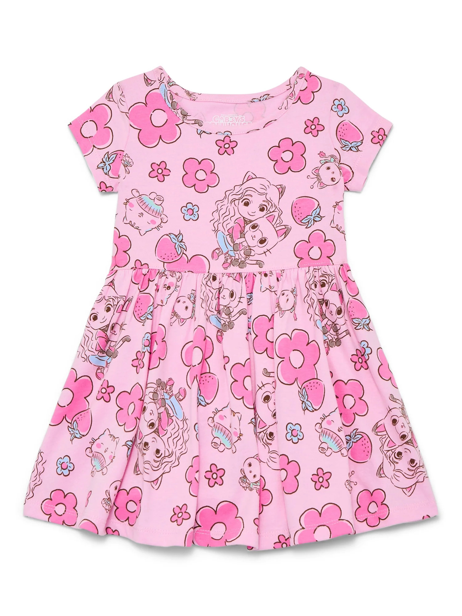 Gabbys Dollhouse Toddler Girl Allover Print Dress with Short Sleeves, Sizes 12M-5T | Walmart (US)