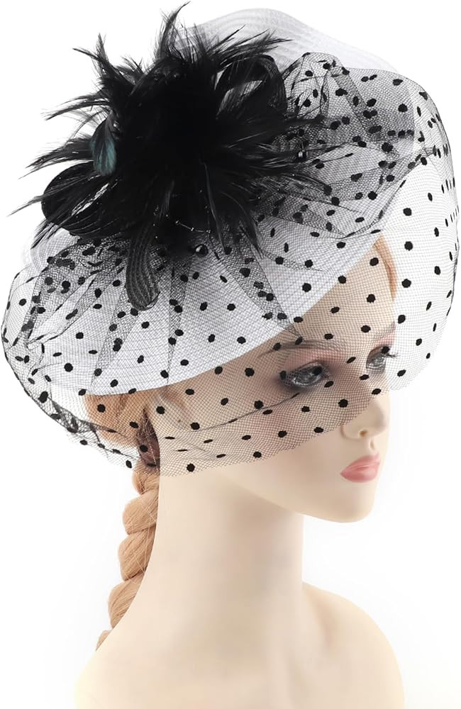 DRESHOW Fascinators Hat Flower Mesh Feathers Hat with a Headband and a Clip 7.9" Tea Party Headwe... | Amazon (US)