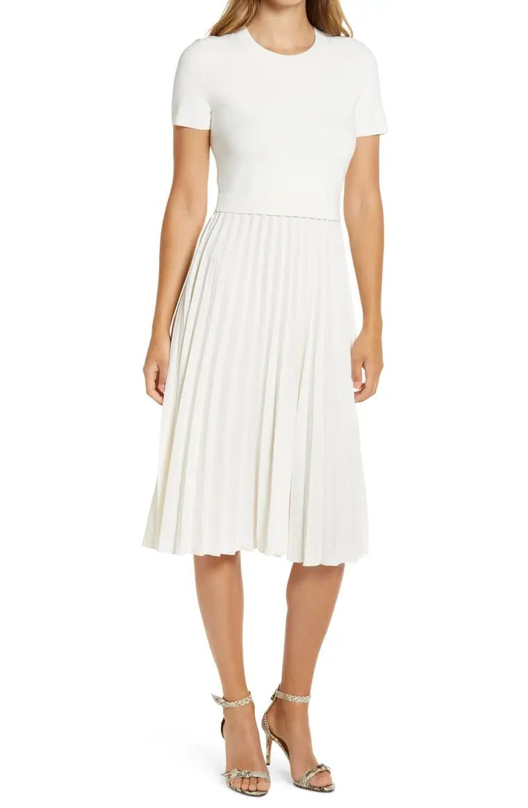 Pleated Mixed Media Dress | Nordstrom