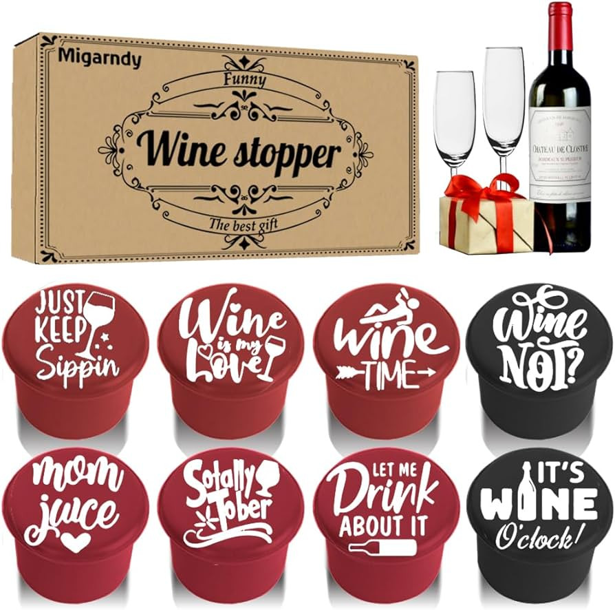 8 Funny Wine Stoppers - Wine Lover Gifts for Women, Wine Accessories for Wine Lovers, Fun Wine St... | Amazon (US)