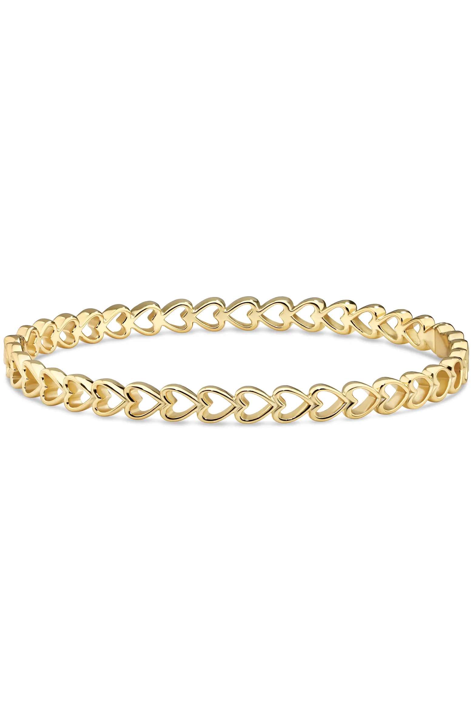 Open Heart Bangle Bracelet in Gold Plated Sterling Silver | Nordstrom