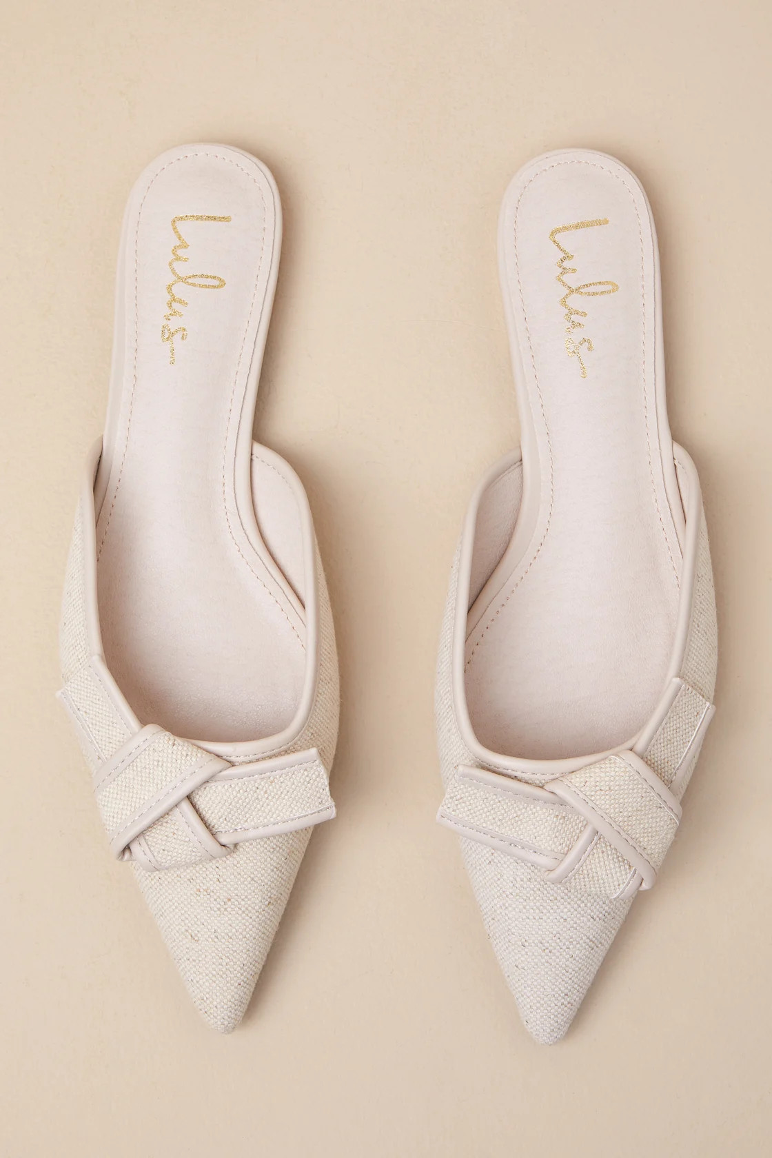 Kally Beige Tweed Knotted Mule Flats | Lulus