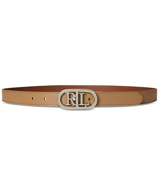 Oval-Logo Reversible Leather Skinny Belt | Macy's