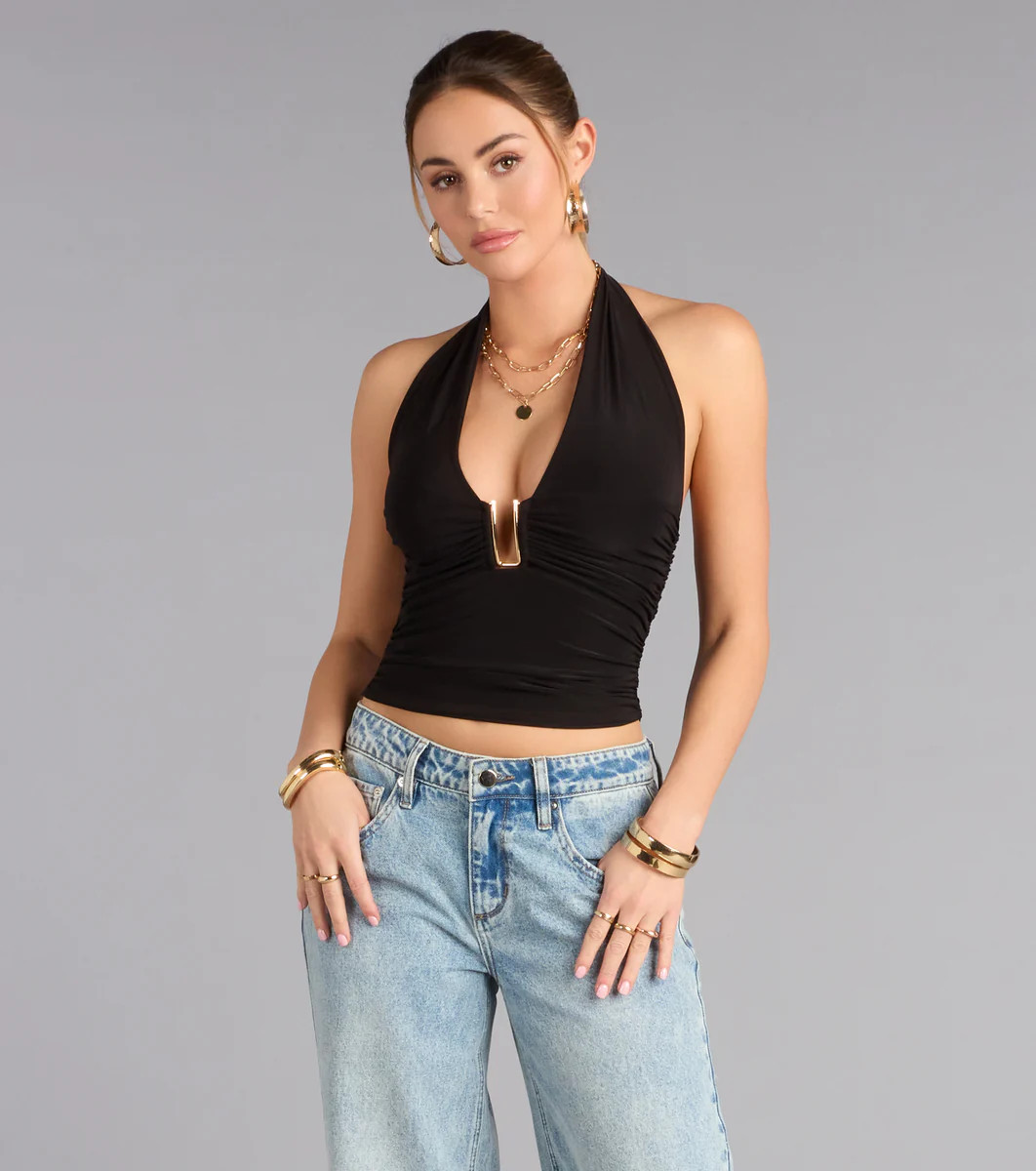On Repeat Tie Back Halter Top | Windsor Stores