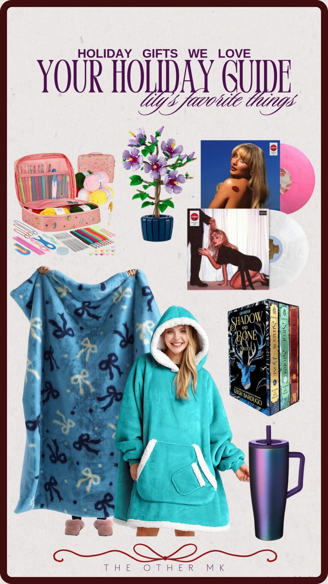 Holiday Gifts We Love — Lily’s Favorite Things!!! knitting kit, Sabrina Carpenter albums, vinyl records, Lego bonsai tree, bow detail blanket, Shadow and Bone books, Stanley cup, fleece oversized hoodie, holiday gift guide, gifts for girls 

 

#LTKGiftGuide #LTKHoliday #LTKSaleAlert