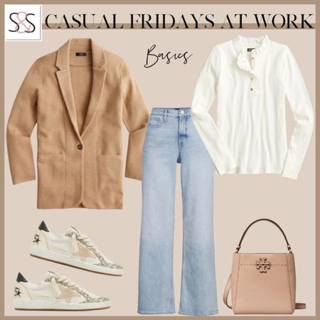 Business casual work where from J.Crew with jeans and Golden Goose sneakers 

#LTKsalealert #LTKworkwear #LTKunder100