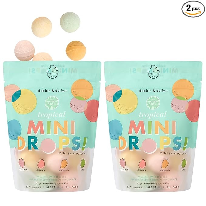 Dabble & Dollop Mini Bath Bombs, 100% Natural Droplets for Kids, Tropical Scents - Resealable Pou... | Amazon (US)