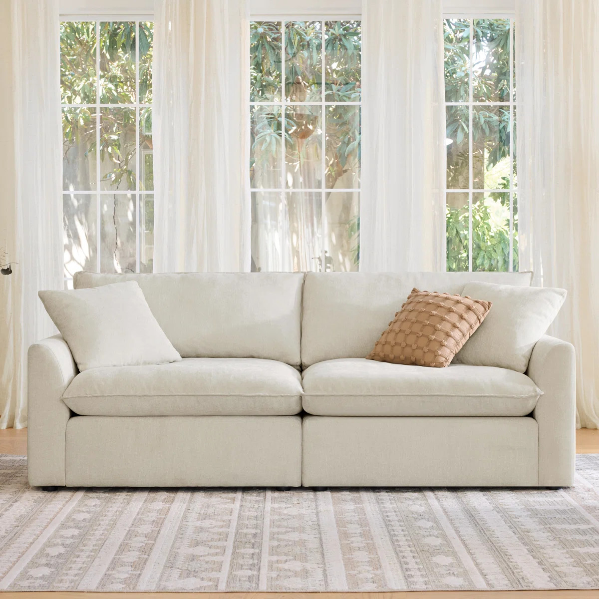 Modern Upholstered Sofa with Plush Foam Cushions & Solid Wood Frame | Wayfair North America
