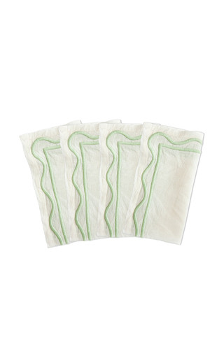 Set-of-Four Colorblock Embroidered Linen Napkins | Moda Operandi (Global)