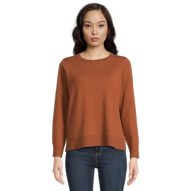 Time and Tru Women's Long Sleeve Pullover Crew Neck Sweater, Lightweight, Sizes XS-XXXL | Walmart (US)