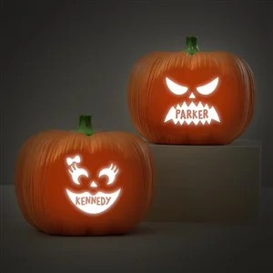 Jack-o'-Lantern Personalized Light Up Resin Pumpkin | Personalization Mall