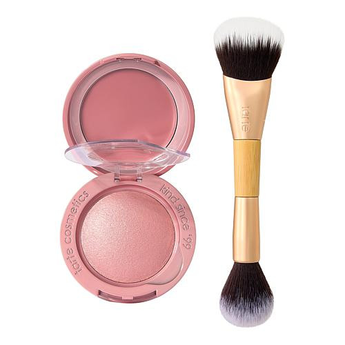 Tarte tarte Macaron Blush & Glow 2-in-1 Compact w/Dual End Application Brush - Tan | HSN