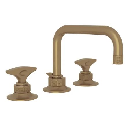 Rohl MB2009DMFB-2 French Brass Michael Berman Widespread Bathroom Faucet with Brass Knob Handles | Build.com, Inc.