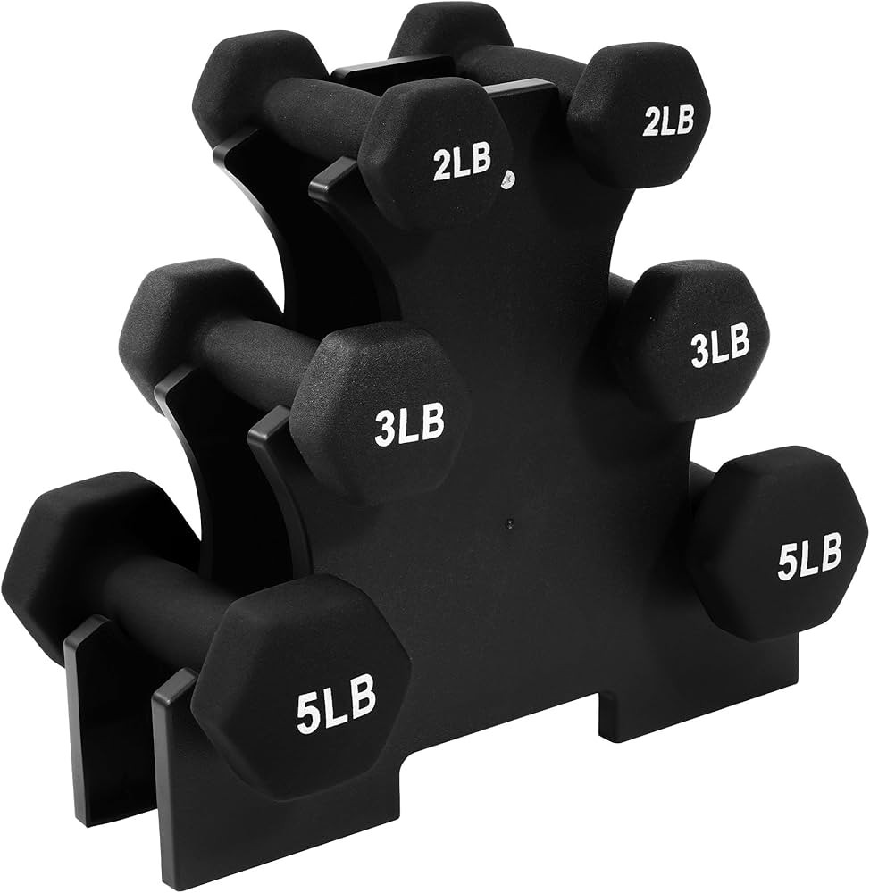BalanceFrom Dumbbell Set with Stand, Neoprene Coated Hand Weights Home Gym Equipment, Black | Amazon (US)