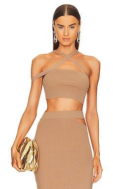 Michael Costello Ismane Knit Crop Top en Taupe from Revolve.com | Revolve Clothing (Global)