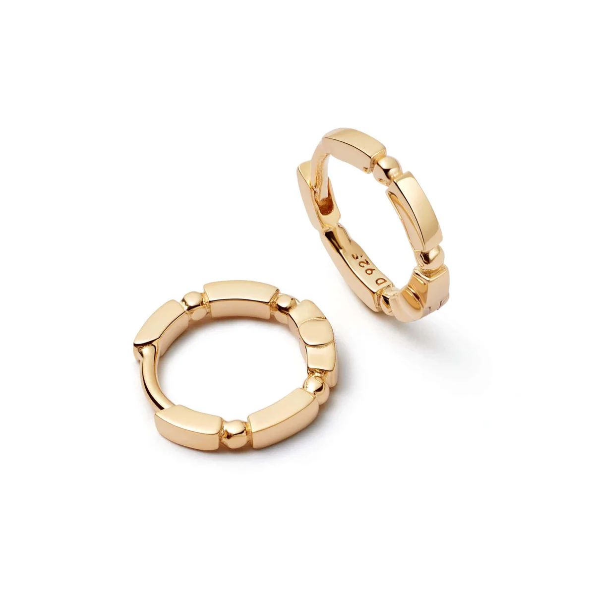 Bar & Ball Huggie Hoop Earrings 18ct Gold Plate | Daisy London Jewellery