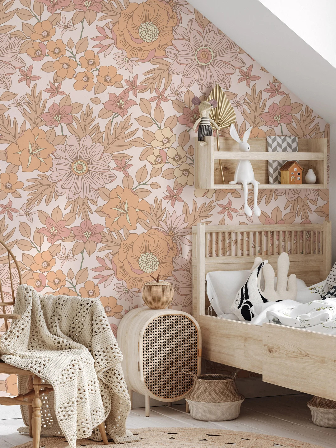 Little Boho Meadow , Romantic Boho Wallpaper , Vintage Floral Wallpaper , Nursery Wallpaper , Wil... | Etsy (US)