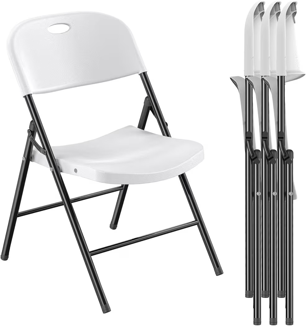Nazhura 350 Weight Limit Heavy Duty Plastic Folding Chair with Reinfoced Steel Frame for Indoor a... | Amazon (US)