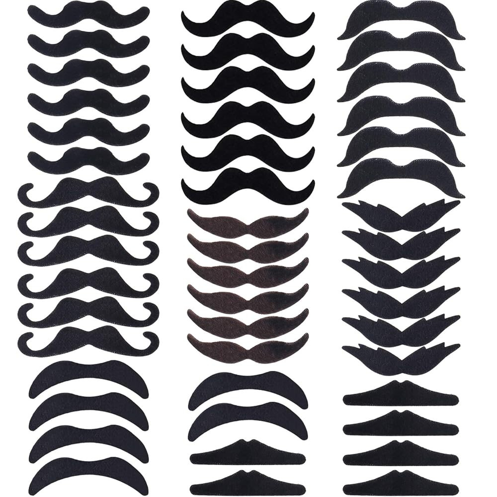 HESTYA 48 Pcs Fake Mustaches Self Adhesive Novelty Hairy Beard Costume French Pirate Detective Fa... | Amazon (US)
