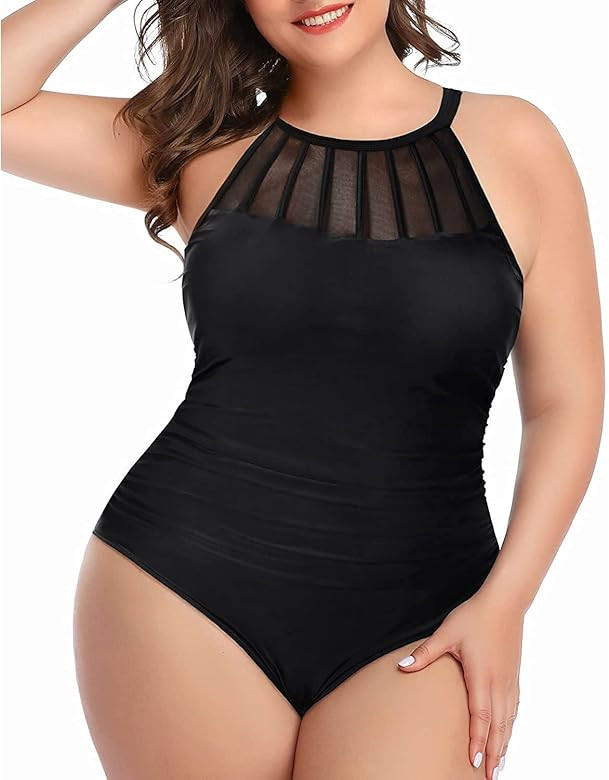 Aqua Eve Plus Size Swimsuit Women One Piece Swimsuit Tummy Control High Neck Bathing Suit Ruched ... | Amazon (US)