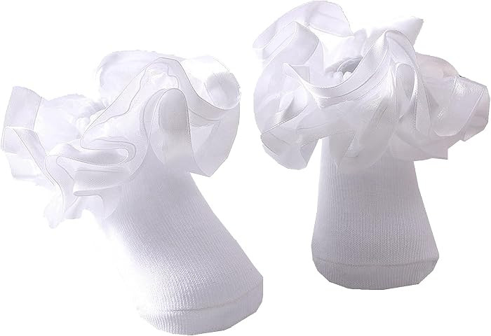 3D Three-dimensional Ruffled Lace Cotton Socks,Cute Double Big Lace Dress Princess Socks for Girl... | Amazon (US)
