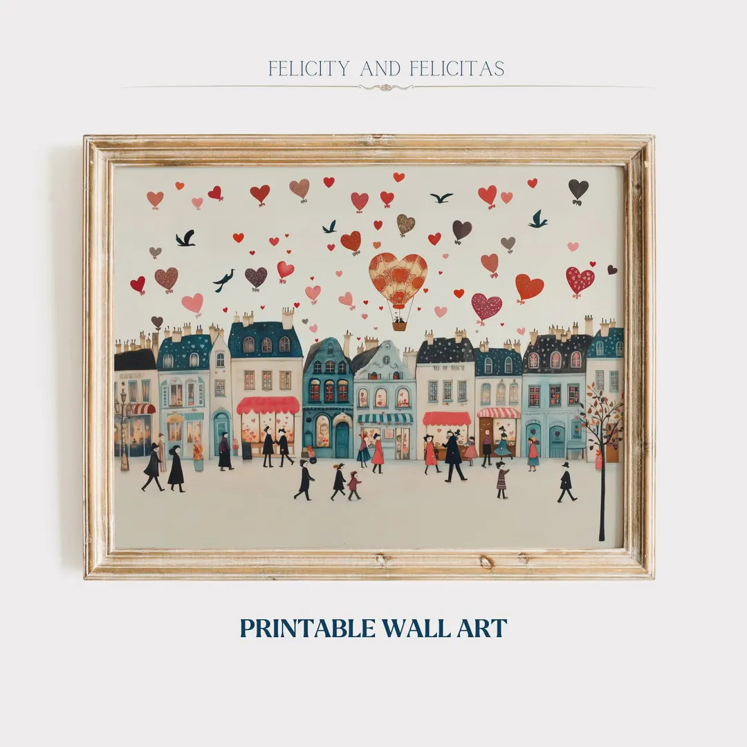 Fun Valentines Day Printable Wall Art, Retro Valentines Day Art, Valentines Day Painting, Romanti... | Etsy (US)