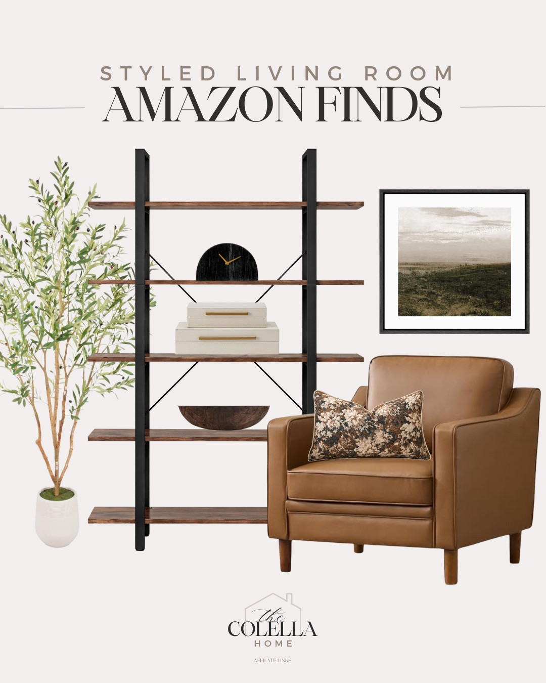 Styled living room includes accent chair, throw pillow, wall art, book shelf, clock, decorative boxes, decorative bowl, and faux tree.

Home decor, styled home, neutral home decor, neutral home

#LTKHome #LTKFindsUnder100 #LTKFindsUnder50