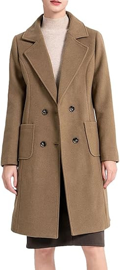 Minibee Women's Trench Coats Winter Wool Peacoat Warm Double Breasted Pea Coat Lapel Jacket Outwe... | Amazon (US)