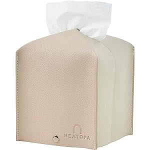 carrotez Tissue Box Cover, [Refined] Modern PU Leather Square Tissue Box Holder - Decorative Hold... | Amazon (US)