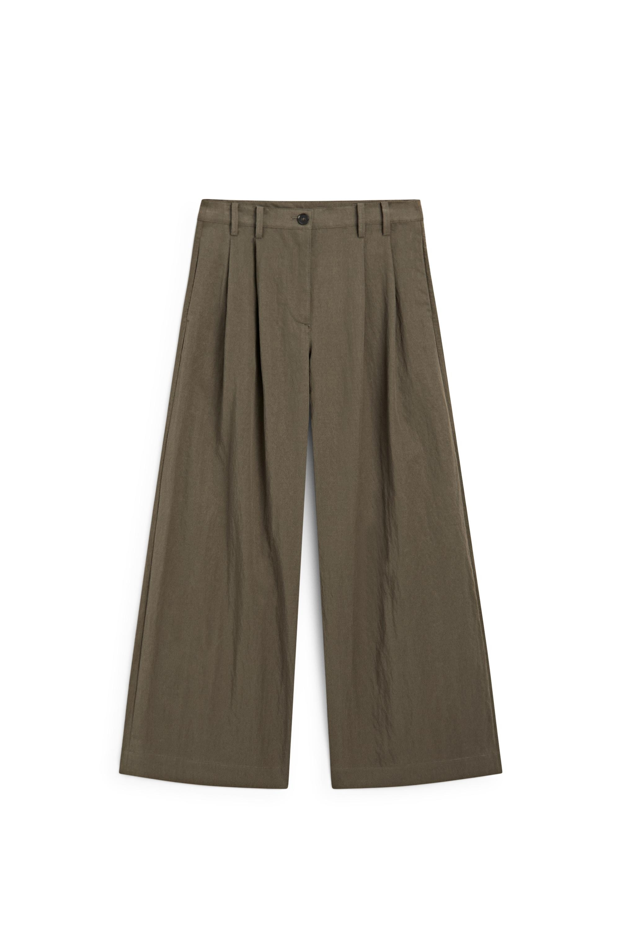 Technical wide-leg pleated pants - MOLE BROWN | Massimo Dutti UK