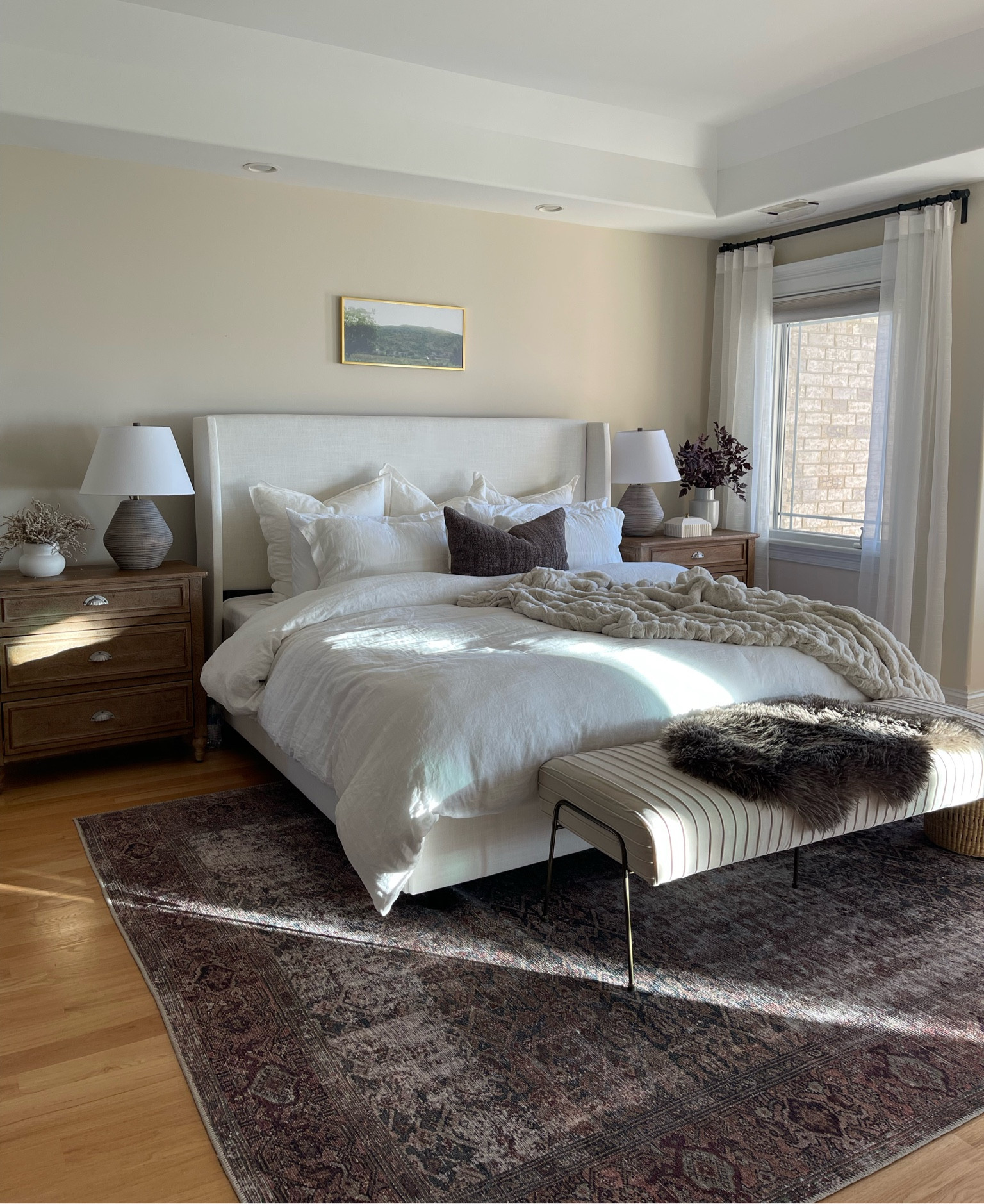 Bedroom details ✨ bedding, bed, nightstand, rug, bench, throw pillows, lamp. 

#LTKhome #LTKGiftGuide #LTKHoliday