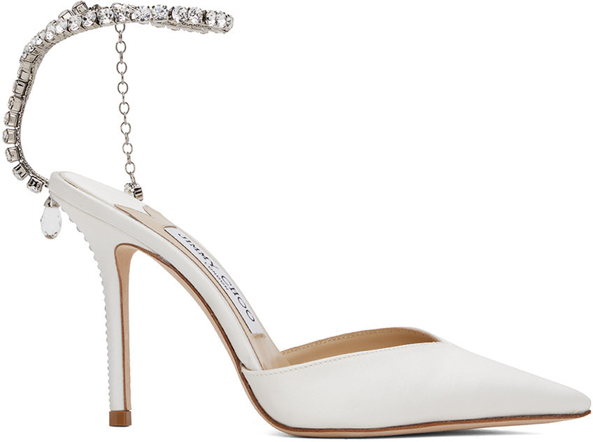 Jimmy Choo White Saeda 100 Heels | SSENSE
